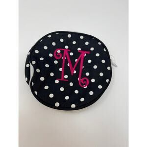 Embroidered round make up bag